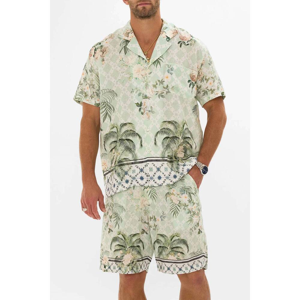 NEW CAMILLA relaxed fit camp-collar short sleeve shirt in jardim party